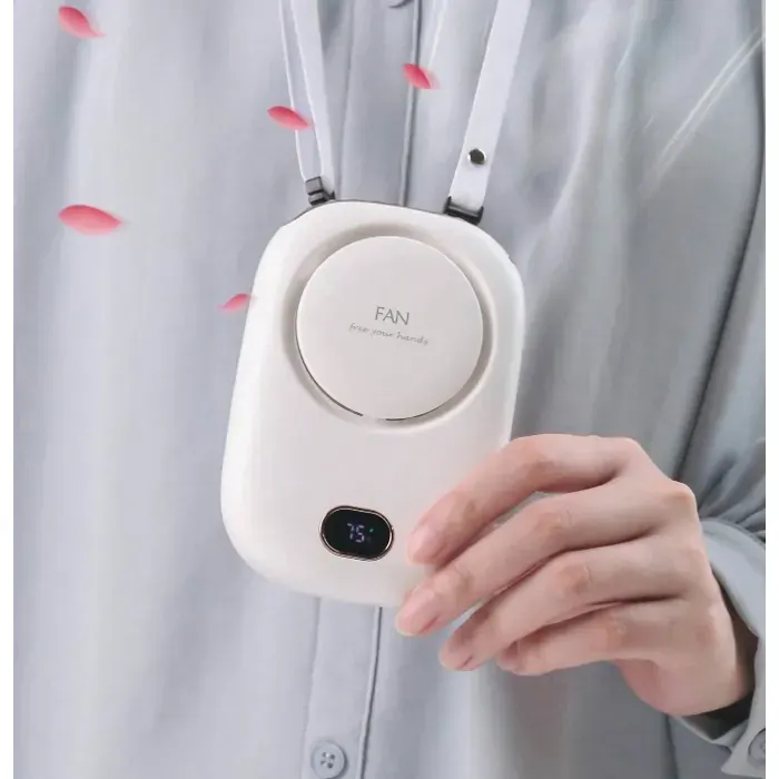 Mini Ventilateur Portable à Suspendre au Cou Rechargeable 2000mAh pour Refroidissement d’Air en Été en Extérieur