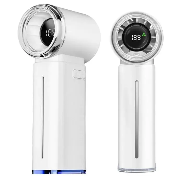 Mini Ventilateur Portable - Autonomie Puissance 3500mAh - 1-199 vitesses écran numérique - Nomade - Blanc