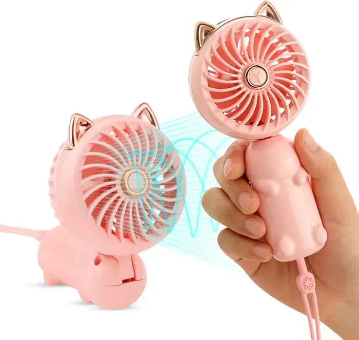 Mini ventilateur portable avec batterie rechargeable et 3 vitesses petit ventilateur électrique personnel mignon pour filles/femme