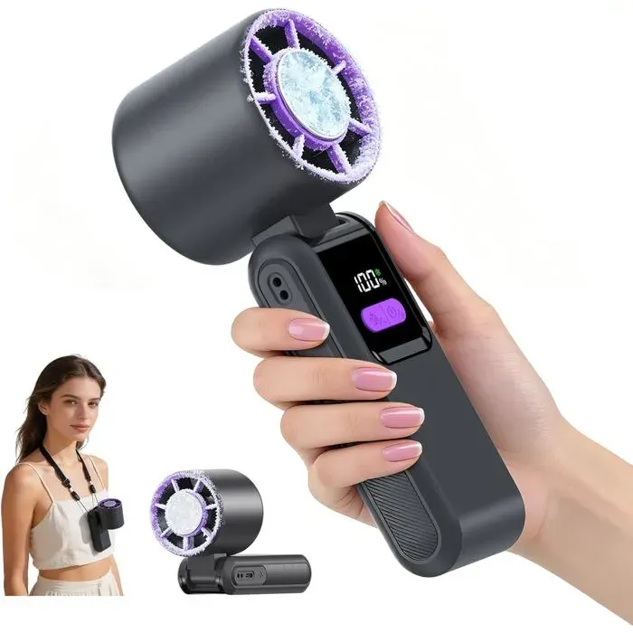 Mini Ventilateur Portable avec RefroidissementRechargeable Ventilateur de Poche avec 199 Vitesses Réglablesécran LEDJusquà 12h