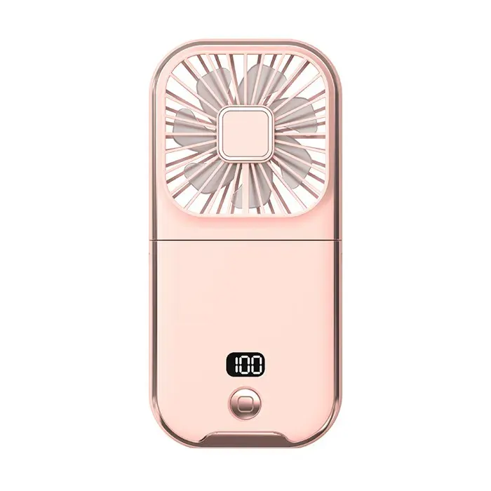 Mini Ventilateur Portable de Poche à Vitesse Variable Avec Affichage NuméRique LED et Support Pour TéléPhone Portable - rose