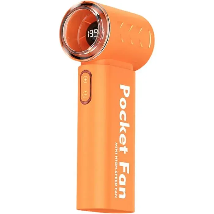 Mini ventilateur portable，Écran LED silencieuxturbine à 5 pales vent fortInterface de type CAccueil et voyagescouleur orange