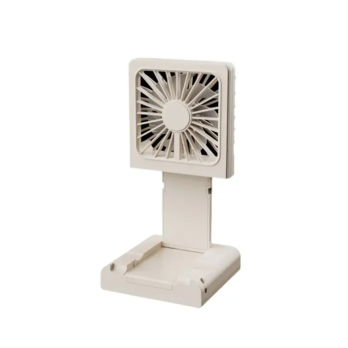 Mini ventilateur portable - Gris - Fonctionne sur piles - Pliable - Support pour téléphone en ABS — coloris Grise