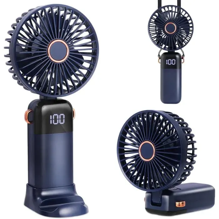 Mini ventilateur portable - LEVYS - Silencieux - Rechargeable USB - 5 vitesses - Petit et léger (170 g)