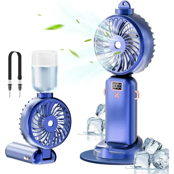 Mini ventilateur portable - MICH - Ventilateur de poche pliable - 5000mAh - 5 vitesses - USB rechargeable — coloris Bleu