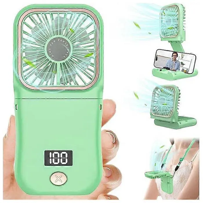 Mini ventilateur portable pliable et rechargeable par USB 3 vitesses puissant idéal pour le bureau et lextérieur (vert foncé)