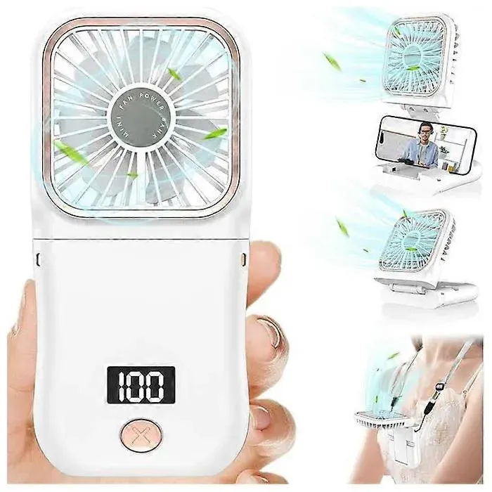 Mini ventilateur portable pliable et rechargeable par USB 3 vitesses puissant idéal pour le bureau et lextérieur (blanc).