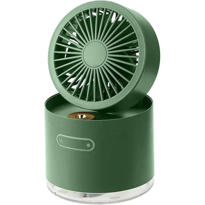 Mini ventilateur portable - Pliable - Refroidissement par brumisation - USB rechargeable - Réservoir 300 ml — coloris Vert