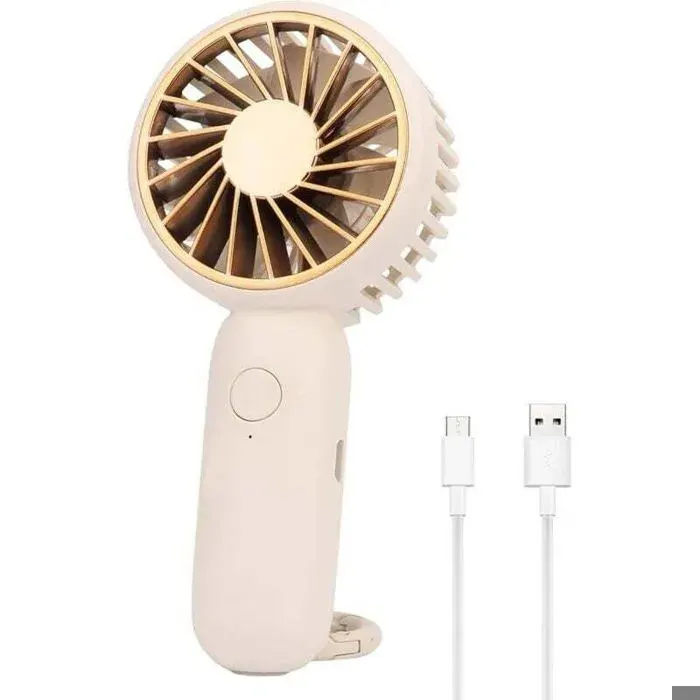 Mini ventilateur portable - PZCC - Crochet intégré - 3 vitesses réglables - Rechargeable USB - Indicateur dalimentation