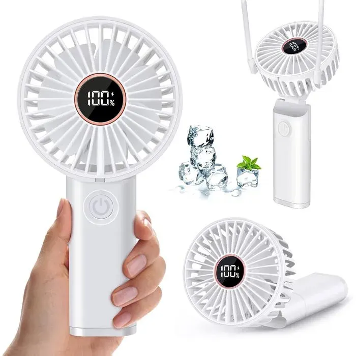 Mini Ventilateur Portable Rechargeable 3600mAh USB 6 Vitesses Portatif Électrique de Poche Silencieux Avec Batterie Externe