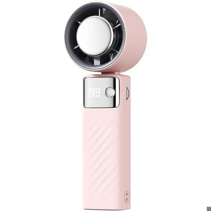 Mini Ventilateur Portable Turbo – 4000mAh 1 à 199 Vitesses – Silencieux USB Rechargeable – Pour Camping Sport & Voyage – Rose