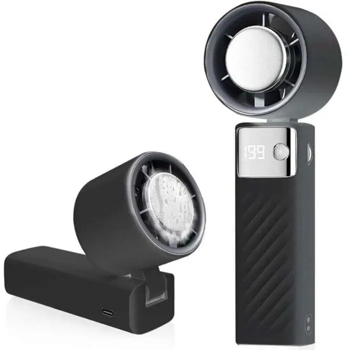 Mini Ventilateur Portable Turbo – 5000mAh 1 à 199 Vitesses – Silencieux USB Rechargeable – Pour Camping Sport & Voyage – Noir