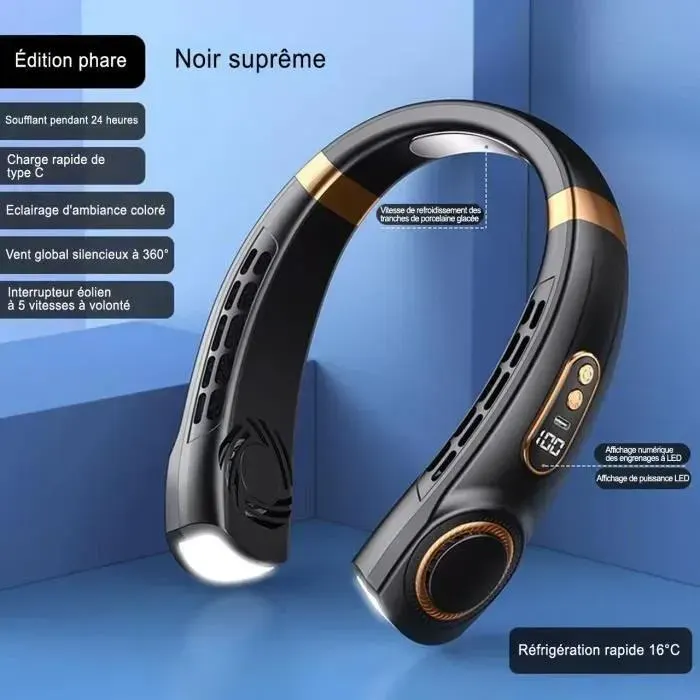 Mini ventilateur - Portable - USB - Silencieux - 5 vitesses - Affichage LED