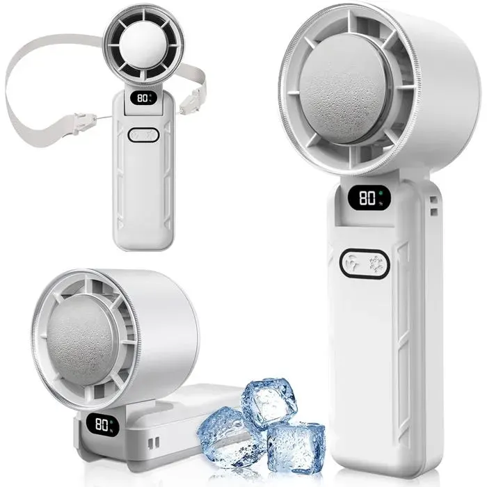 Mini Ventilateur Portable Ventilateur De Poche À 5 Vitesses Avec Refroidissement 3600Mah Rechargeable Via Usb Écran Led[QW628]