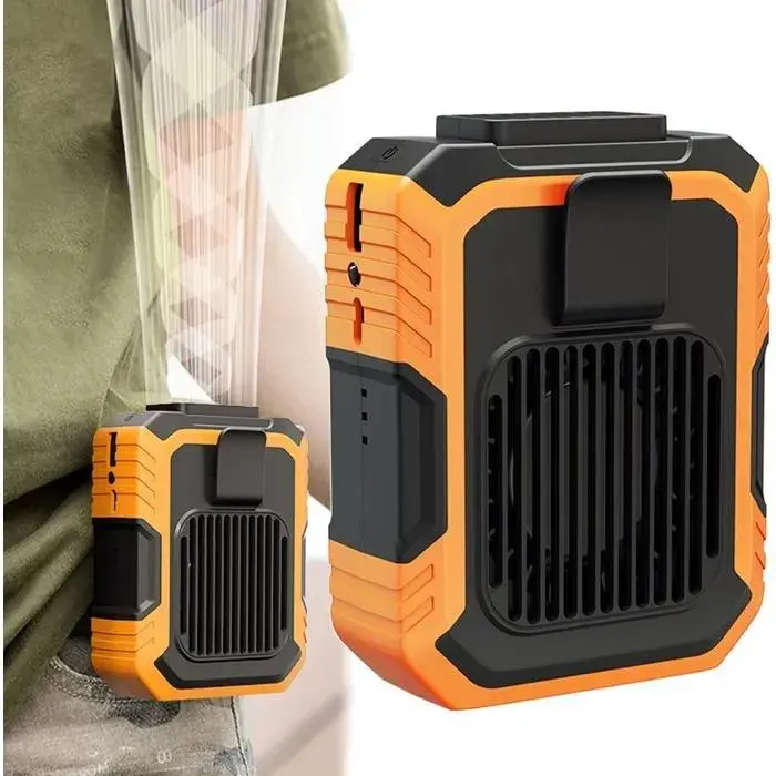 Mini ventilateur portable - XJYDNCG - 4000 mAh Orange - Powerbank - Clip ceinture silicone - Support de bureau