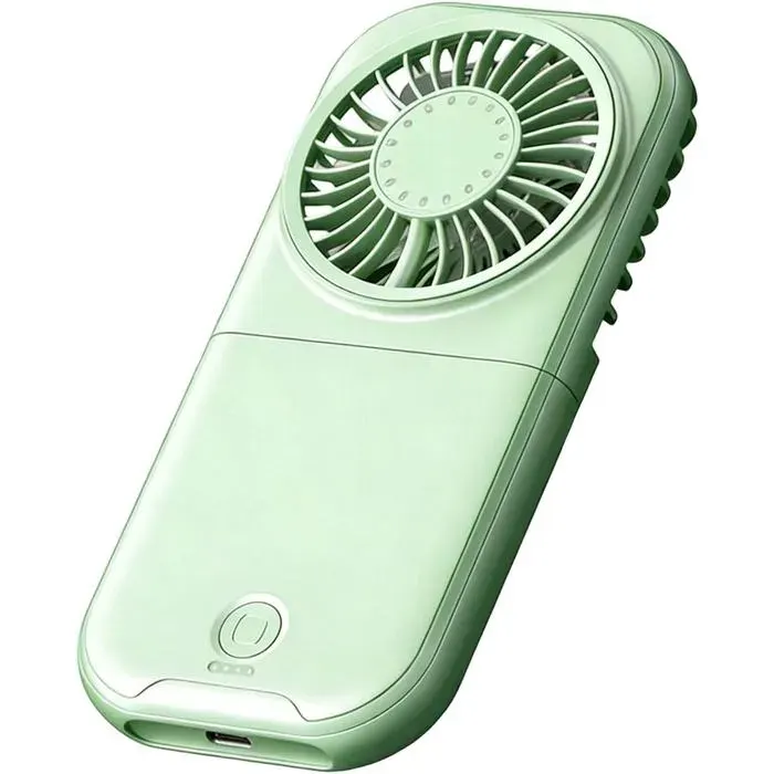 mini ventilateur portable4vitesseModèle tour de cou2 500 mAh Haute capacité7 feuilles turbineTravail et voyagevert