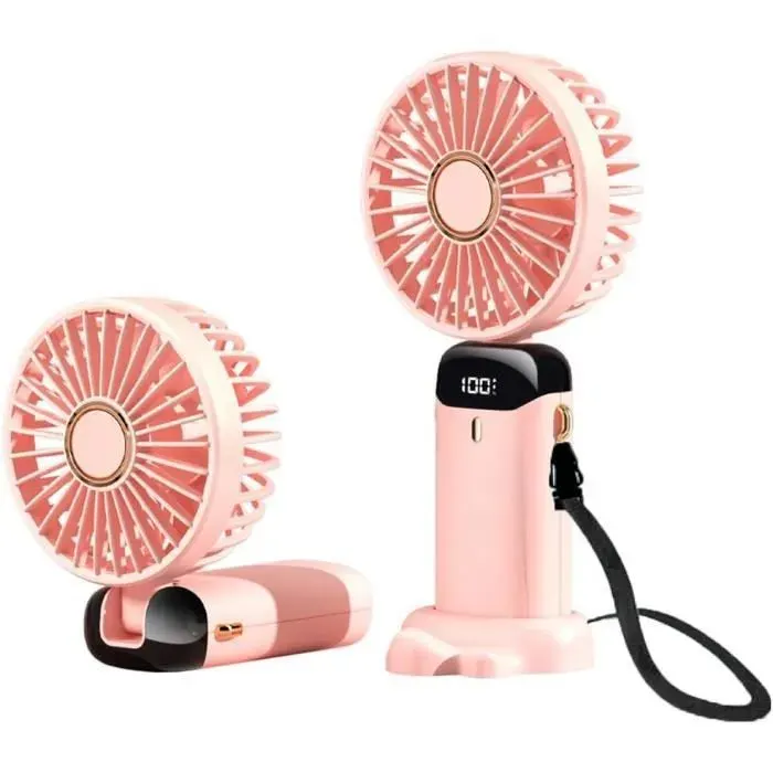 Mini ventilateur portatif petit ventilateur de refroidissement portatif rechargeable de 2400 mah rose