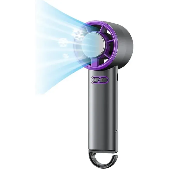 Mini Ventilateur Portatif Turbo USB Rechargeable 12h Autonomie avec Rafraîchissement Ice Cooler Pour Voyage Camping Extérieur Violet