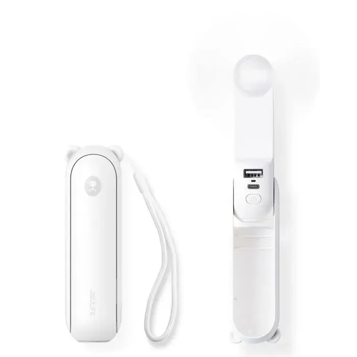 Mini ventilateur portatif ventilateur à main 3 en 1 ventilateur de poche rechargeable -blanc