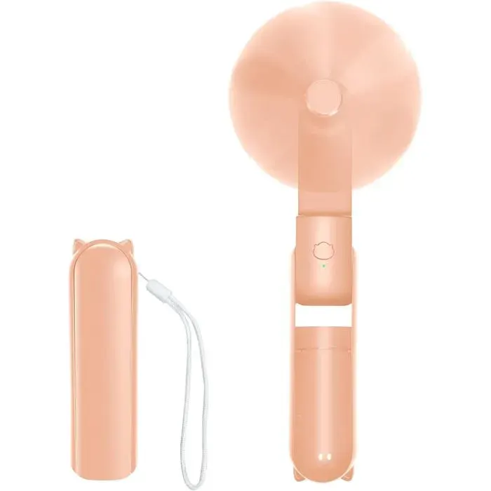 Mini Ventilateur Rechargeable Main USB Portatif Portable Ventilateur De Bureau 3 Vitesses Avec Batterie Externe Extérieur(Rose)