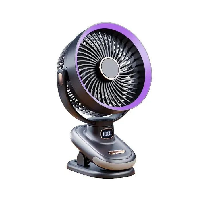 Mini Ventilateur Silencieux 10000mAh USB Rechargeable Ventilateur de Tableavec Oscillation Automatique Minuterie et Lampe LED-A