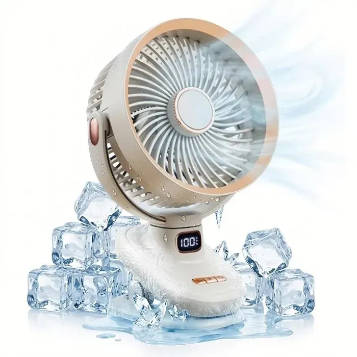 Mini Ventilateur Silencieux 10000mAh USB Rechargeable Ventilateur de Tableavec Oscillation Automatique Minuterie et Lampe LED-B