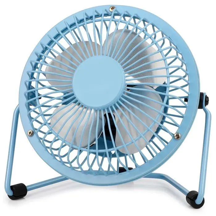 Mini ventilateur silencieux avec construction en mtal et flux dair puissant et angle dinclinaison rglable 360 bleu HORLOGE