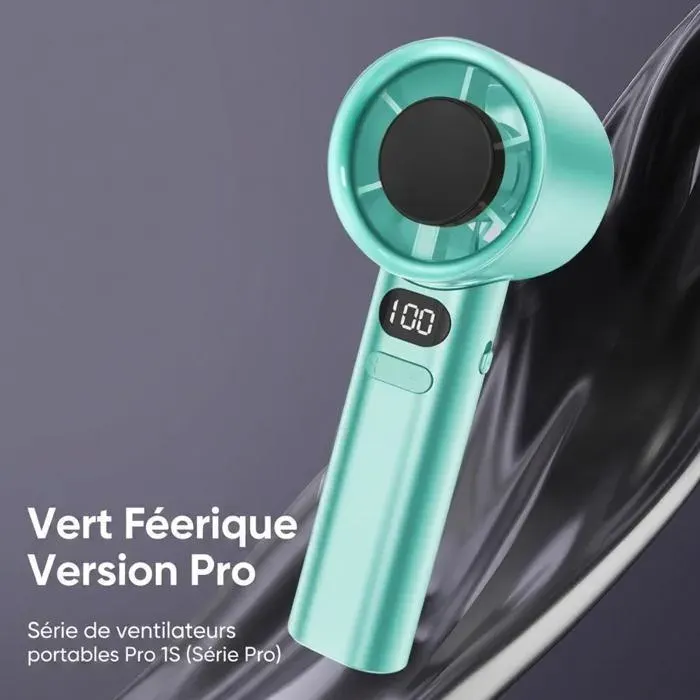 Mini ventilateur turbo à main sans fil 120 vitesses progressives débit 9m/s écran digital batterie 8h puce protection