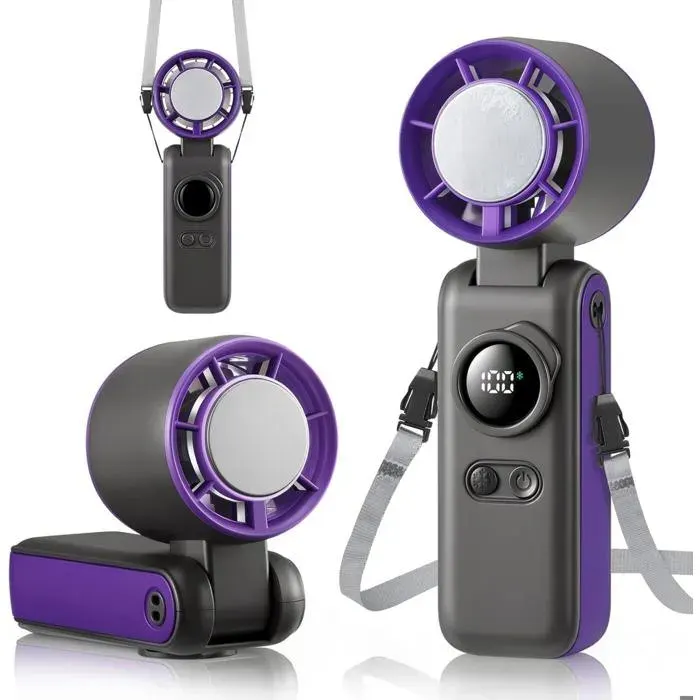 Mini Ventilateur Turbo Portable avec Refroidissement par Glace 6000 mAh Ventilateur à Main Rechargeable Vitesse Variable de 1à100
