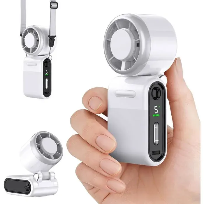 Mini ventilateur turbo portable – Petit mais puissant ultra-silencieux cadeau pour femmes et hommes (blanc) longue durée