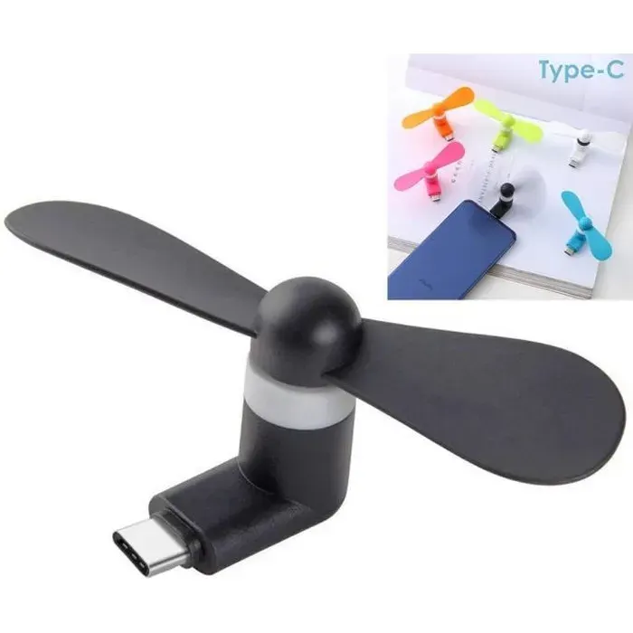 Mini Ventilateur - Universel - Type-C - Portable - 85 cm - Noir