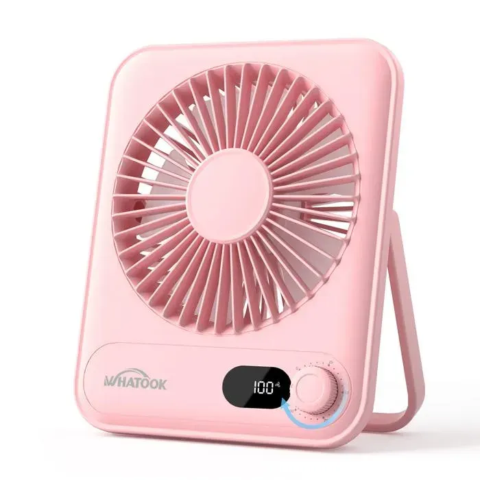 Mini Ventilateur USB 100 Vitesses avec Batterie 2000mAh - Portable Silencieux avec Écran LED Pliable pour Bureau Maison Chambre