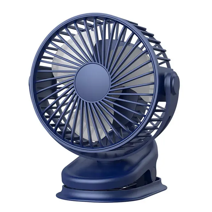 Mini ventilateur USB– 3 vitesses rotation 360° pince et suspension – Silencieux pour bureau lit dortoir – Bleu