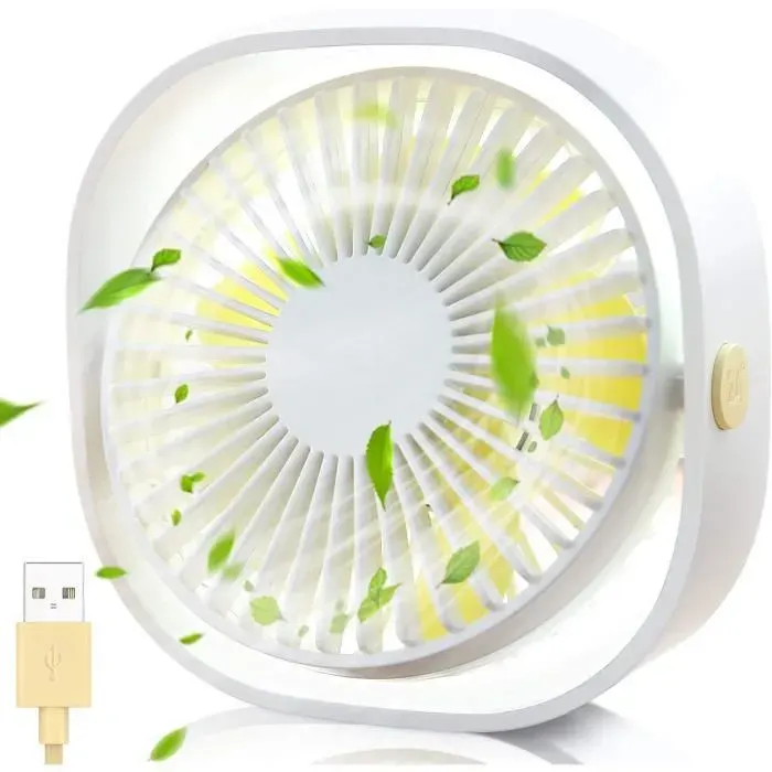 Mini ventilateur USB - BEMUCY - Silencieux - 3 vitesses - Rotation 360° - Portable