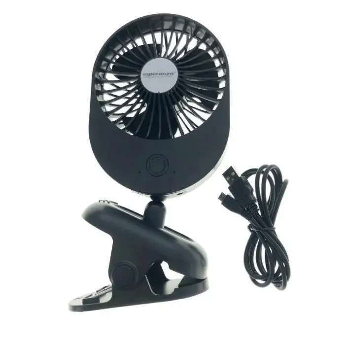 Mini ventilateur USB - Esperanza - Pince de table - 2W - 9 cm - Noir