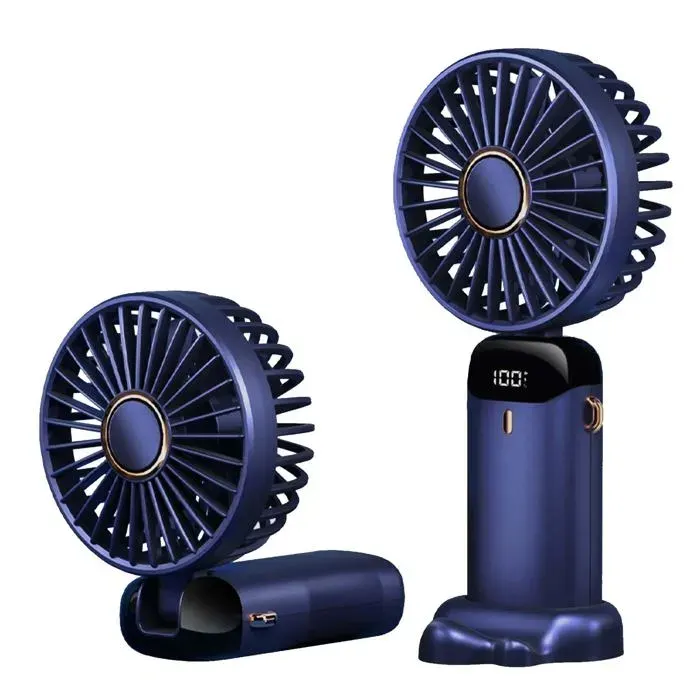 Mini Ventilateur USB Pliable Silencieux-1 BleuStandard Rechargeable Bureau Camping Voyage Ventilateur Lumiryn