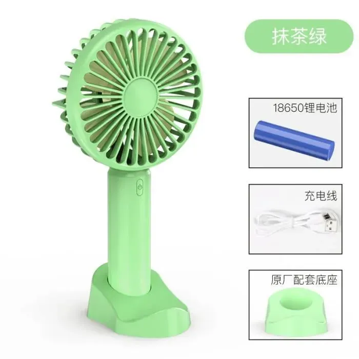 Mini Ventilateur - USB - Rechargeable - Silencieux - 3 Vitesses - Portable Vert