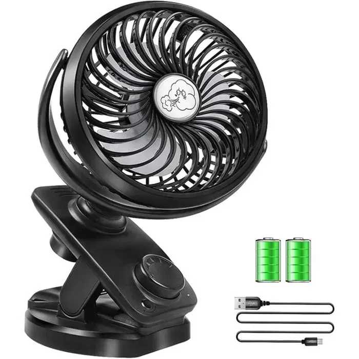 Mini ventilateur USB rechargeable - Virex® - Batterie 5000 mAh - 4 vitesses de vent - Rotation 360°
