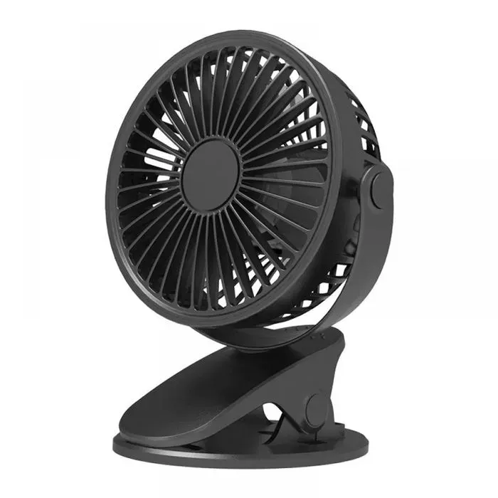 Mini ventilateur USB ventilateur de table portable à clip avec batterie rechargeable de 800 mAh petits ventilateurs de table pour — coloris Noir