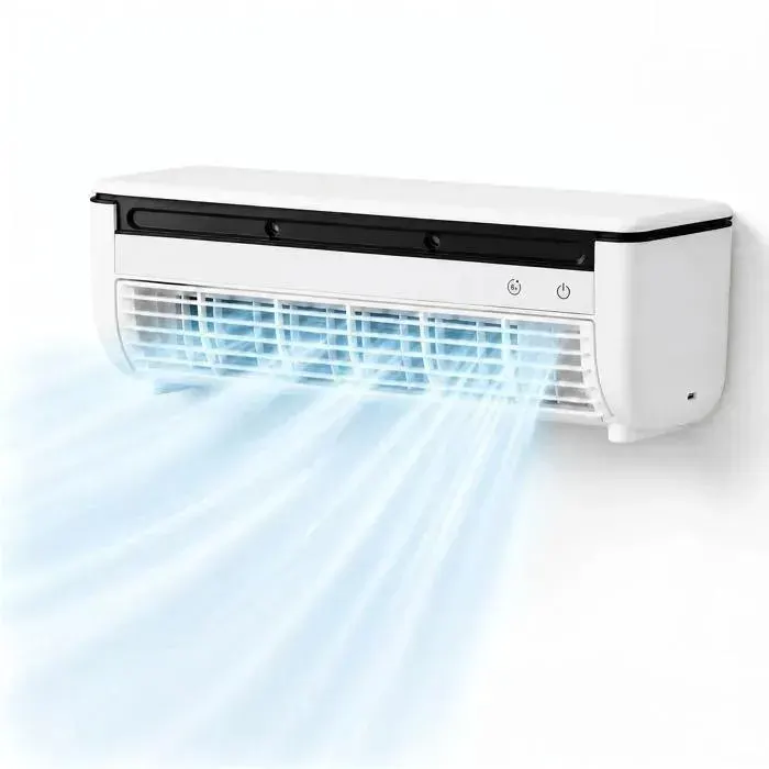 Mini Ventilateurs Portables Sans Conduit avec Télécommande et Ventilateur à 3 Vitesses Blanc