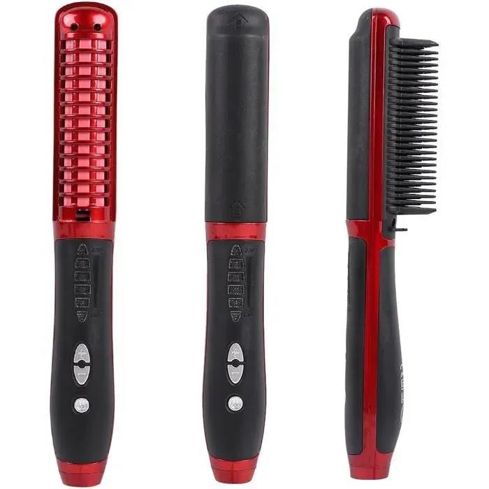 Minidiva Brosse lisseur cheveuxDéfriser les Cheveux Anti Scald Anti Statique Fer à lisser avec Technologie Ionique(Rouge)