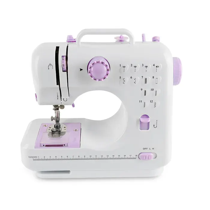 MIPAN - Machine à coudre Portable Domestique - 12 Programmes de Couture Compacte pour Débutants - Blanc et Violet
