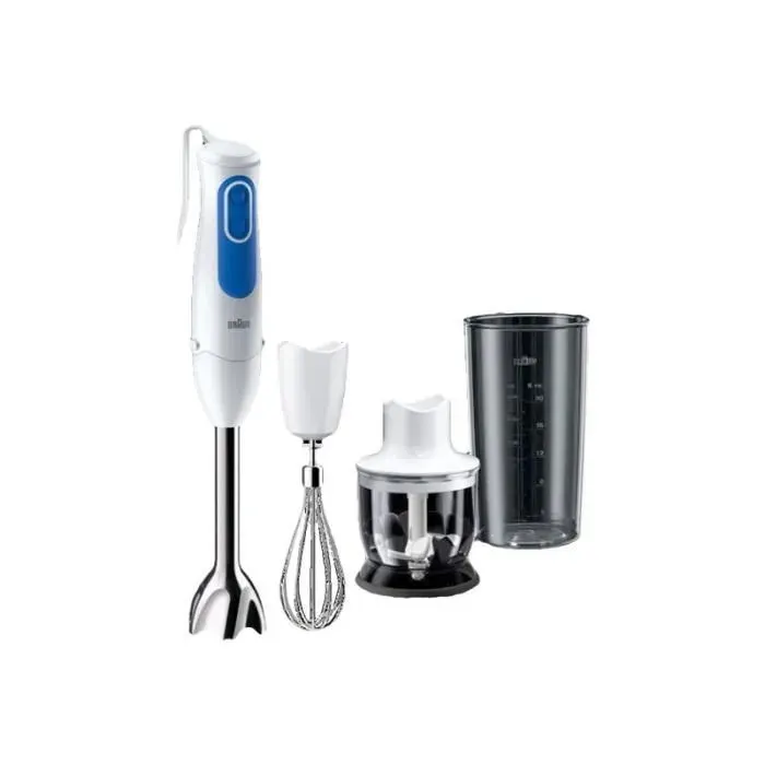 Mixeur à main Braun Multiquick 3 MQ3025WH pour Spaghetti - 700W - Blanc/Bleu