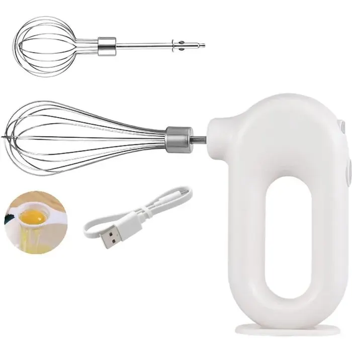 Mixeur à main sans fil mixeur électrique batteur à œufs électrique rechargeable par USB (blanc)