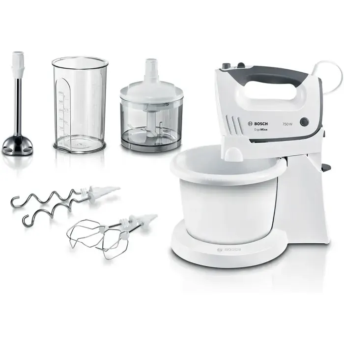 Mixeur avec bol - BOSCH - ErgoMixx MFQ37490 - 750 W - Poignée SoftTouch - 5 vitesses + Turbo — coloris Blanc
