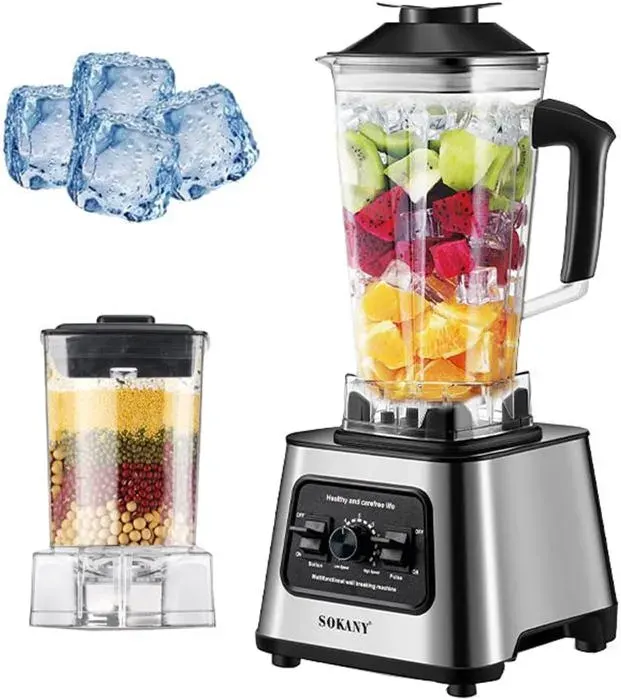 Mixeur blender 2 en 1 6000W mélangeur à haut rendement doté de 9 vitesses 25 l de machine à smoothies et moulin à café 4 lames
