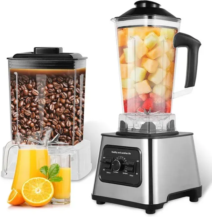 Mixeur Blender Professionnel 2.5L 6000W Mixeur Smoothie 9 Vitesses éLectrique Presse-Agrumes Avec 4 Lames En Acier Inoxydable
