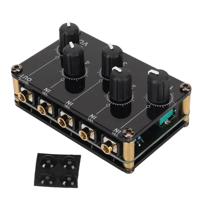 Mixeur de son passif double canal entrée sonore 4 entrées 1 sortie Mini mixeur de son stéréo passif portable à faible bruit pour PC