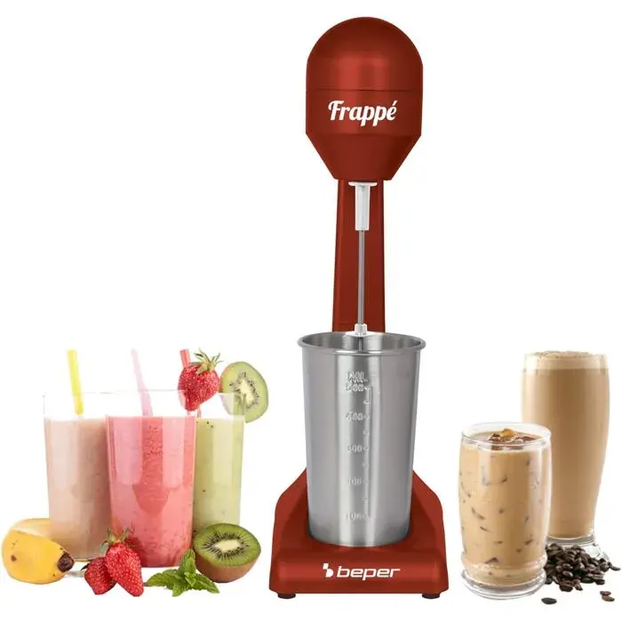 Mixeur électrique 100W milkshake/frappé/cocktail bol aluminium 05L 2 vitesses rouge