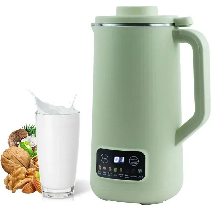 Mixeur électrique capacité 800 ml 8 programmes fonction minuterie autonettoyant fonctionnement silencieux portable vert